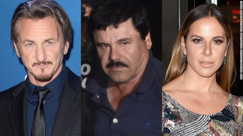 Sean Penn (izq. a der.), El Chapo y Kate del Castillo. 