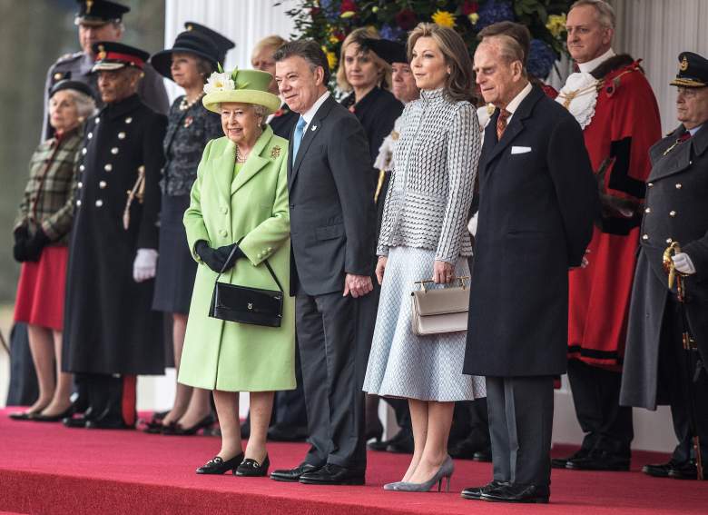 The Queen And Duke Of Edinburgh Welcome President Santos Of Colombia And Mrs Santos El príncipe Felipe de Gran Bretaña, el duque de Edimburgo, la primera dama de Colombia María Clemencia de Santos, la reina británica Elizabeth II y el presidente colombiano Juan Manuel Santos. (Getty)