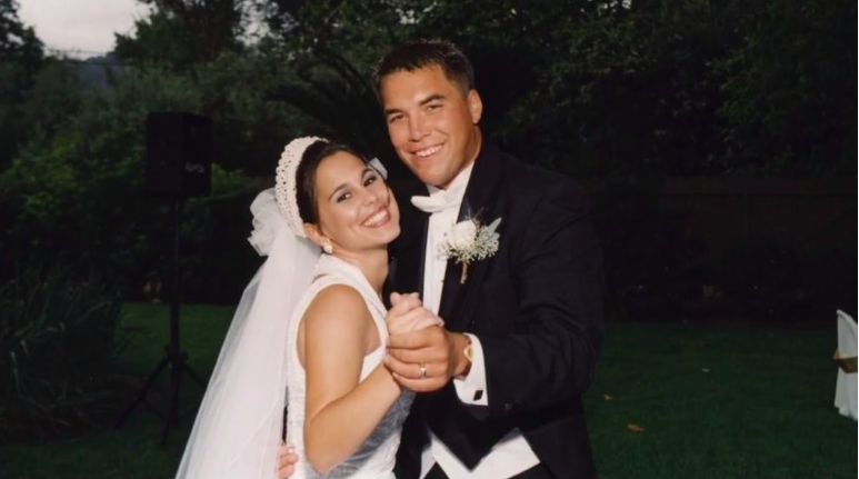 Laci Peterson y Scott Peterson el día de su boda.