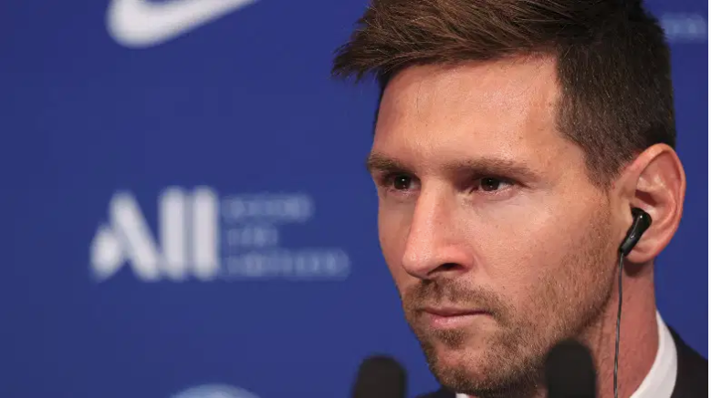 Lionel Messi en su presentación del PSG