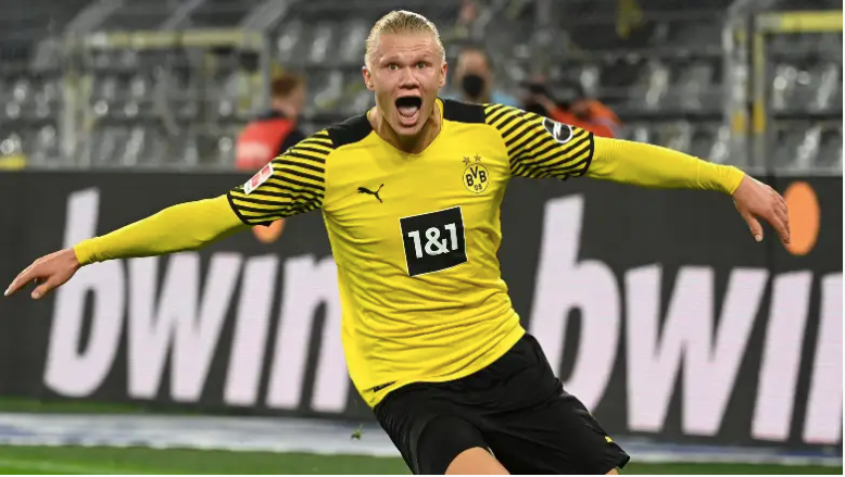 Erling Haaland celebra el gol contra el Hoffenheim.