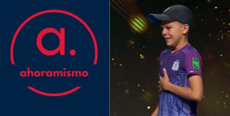 José Andrada, el niño que emocionó a los futbolistas de Argentina durante el homenaje de Conmebol a los campeones del mundo.