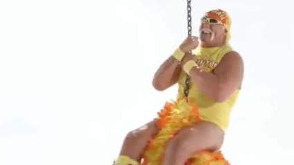 WATCH: Hulk Hogan Spoofs Miley Cyrus in Thong on a Wrecking Ball [VIDEO]