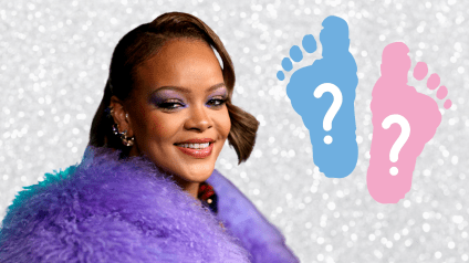 Rihanna embarazada con el número de bebé Tres.