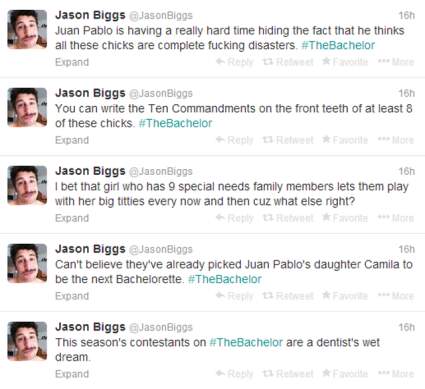 “Un sueño húmedo de dentista” … Jason Biggs Tweets Insults During ‘Bachelor’ Premiere